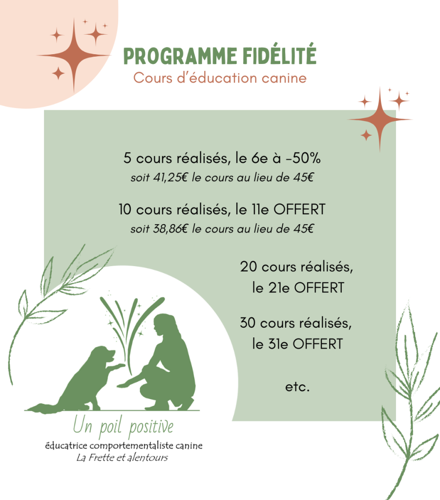 Programme fidélité cours d'éducation canine Un poil positive